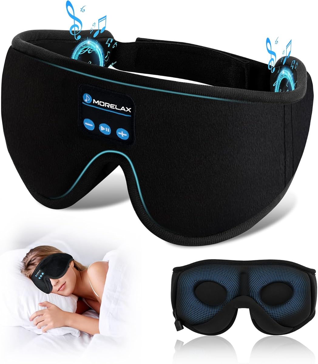 Sleep Headphones,Sleep Mask for Side Sleeper,3D Eye Mask for Sleeping with Stereo Speakers,Bluetooth Headphone,Perfect for Gifts for Women/Men Black