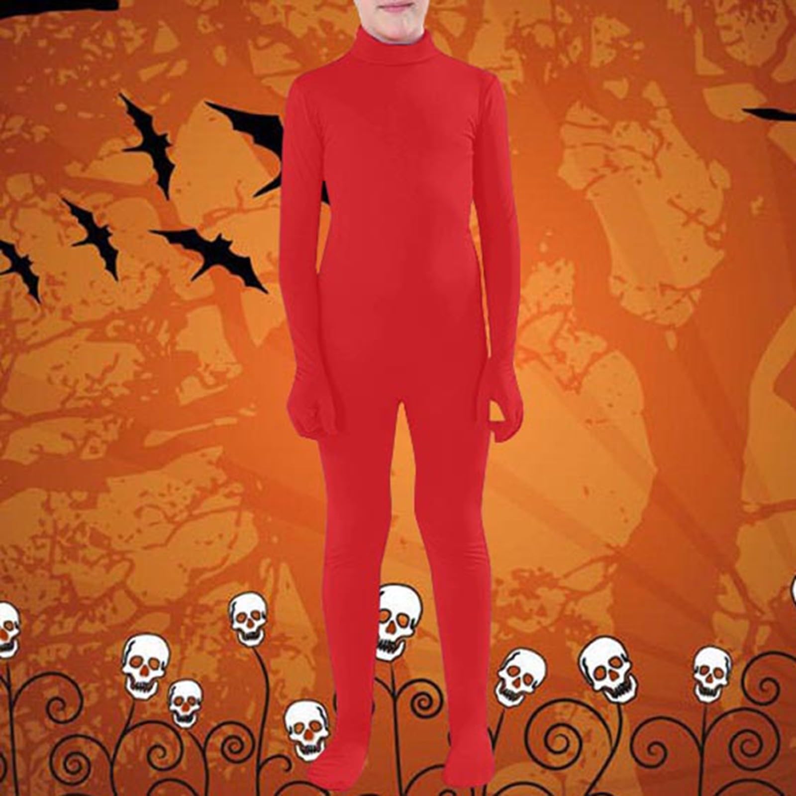Morph Suit Unisex Adults' Men'S Women'S Open Face Spandex Unitard Mask Zentai Costume Full Bodysuit, 01 Red, XL - Image 2