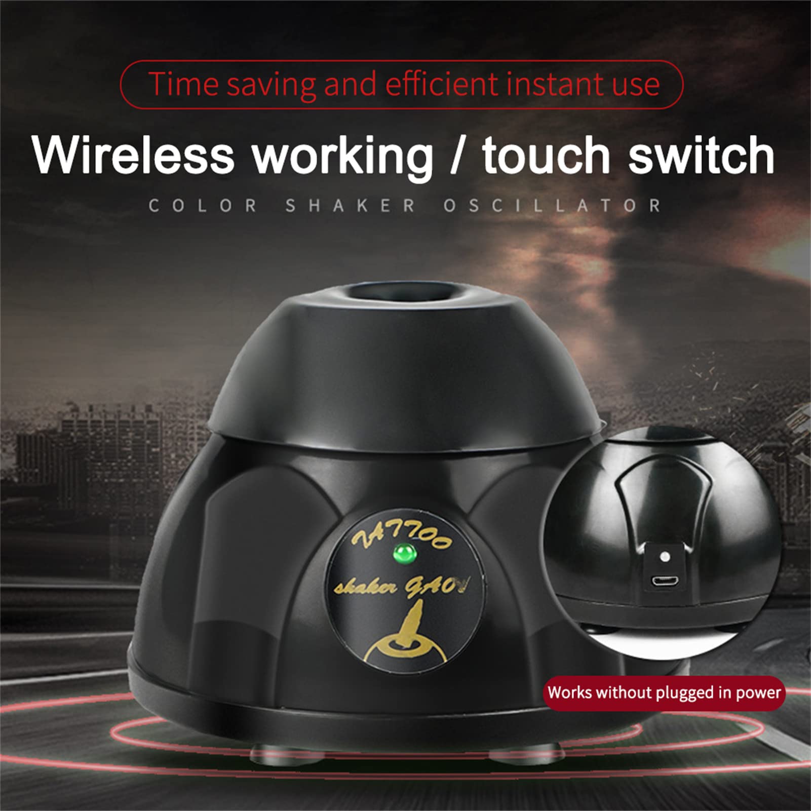 Vortex Mischer,Wiederaufladbarer USB Tinten Rührer,Vortex Schüttler mit 5200 U/min,6 Saugnapf-Design,Stoßfest&Stabil,Elektrischer Tattoo Pigmenttintenmischer,für Nagelstudios,Tätowierer(Schwarz)