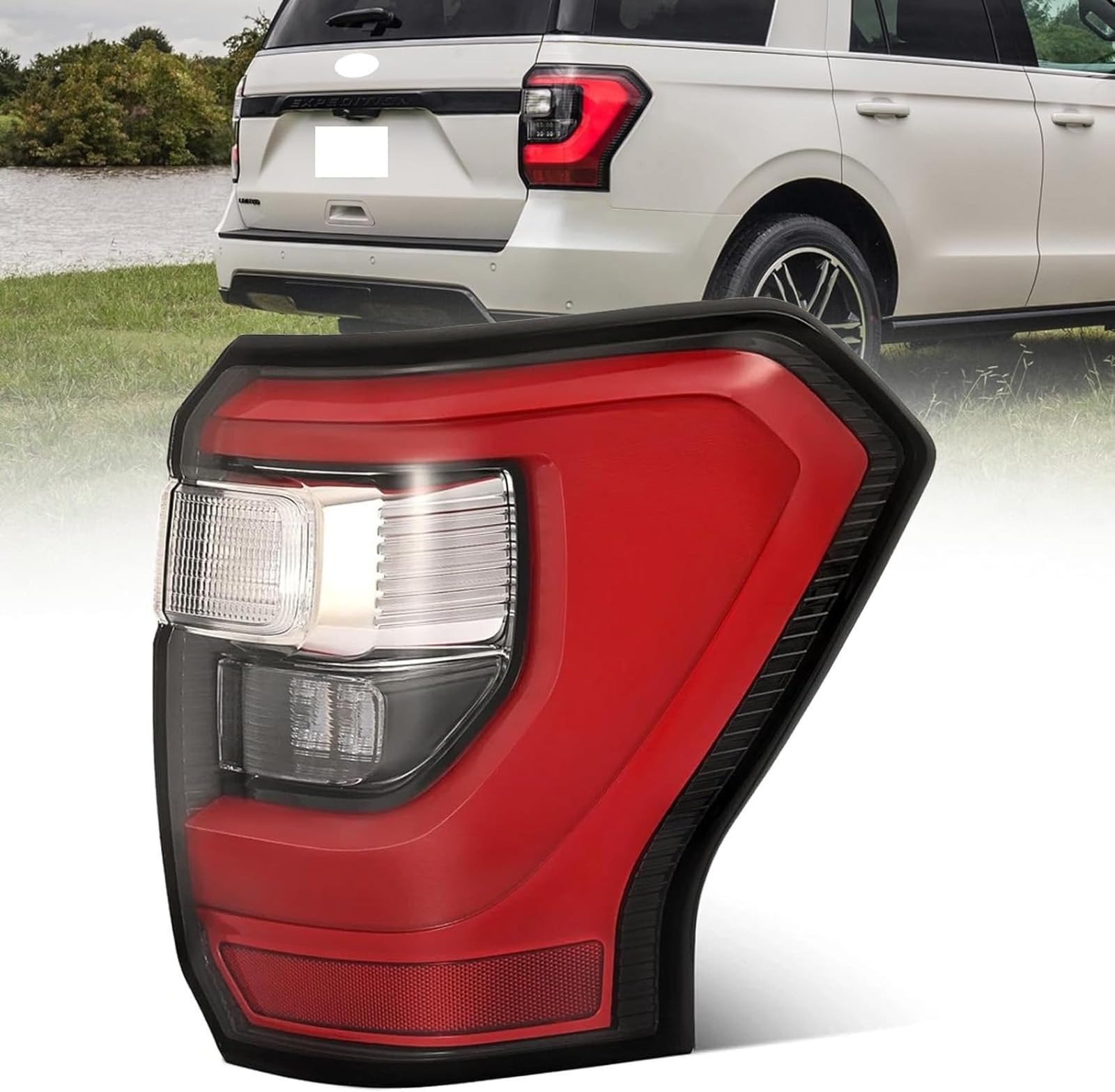 Passenger Side LED Tail Light Fit for 2018-2021 Ford Expedition Platinum/Limited/King Ranch,Rear Lights Taillights Brake Lamp Reverse Light Replacement Rear Right Side Partslink#FO2801272 JL1Z13404H