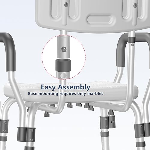 Vista 15 de KingPavonini Silla de ducha para ducha interior, silla de baño resistente de 550 libras con brazos, asiento de ducha médico, taburete de baño