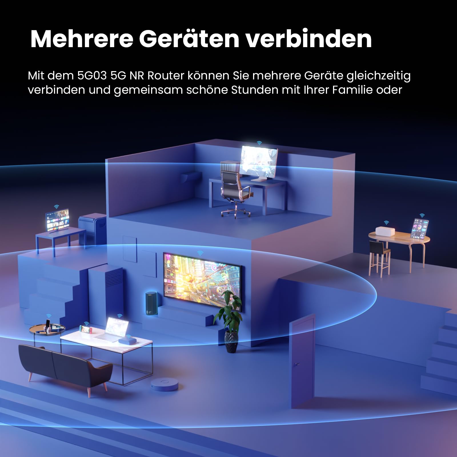 Tenda 5G03 – 5G Router SIM-Karte, WLAN LTE Router Wi-Fi 6 AX1800 CAT19 für Nano-SIM-Karte, 4,67Gbps im Download, Easy Mesh, Plug&Play, 2-Gigabit-Ports, WPA3, OFDMA, MU-MIMO