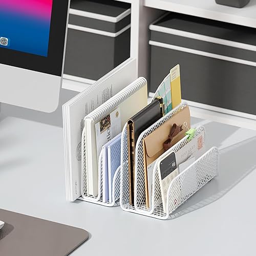 Miniatura 7 de gianotter Organizador de correo para encimera, soporte de archivos de metal con 3 ranuras, organizador de facturas para recibos de oficina y