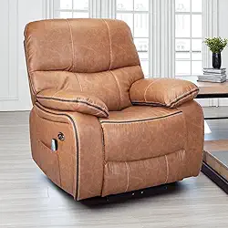 Poltrona Do Papai Reclinável Elétrica E Massagem Com Entrada USB Corino Premium Marrom