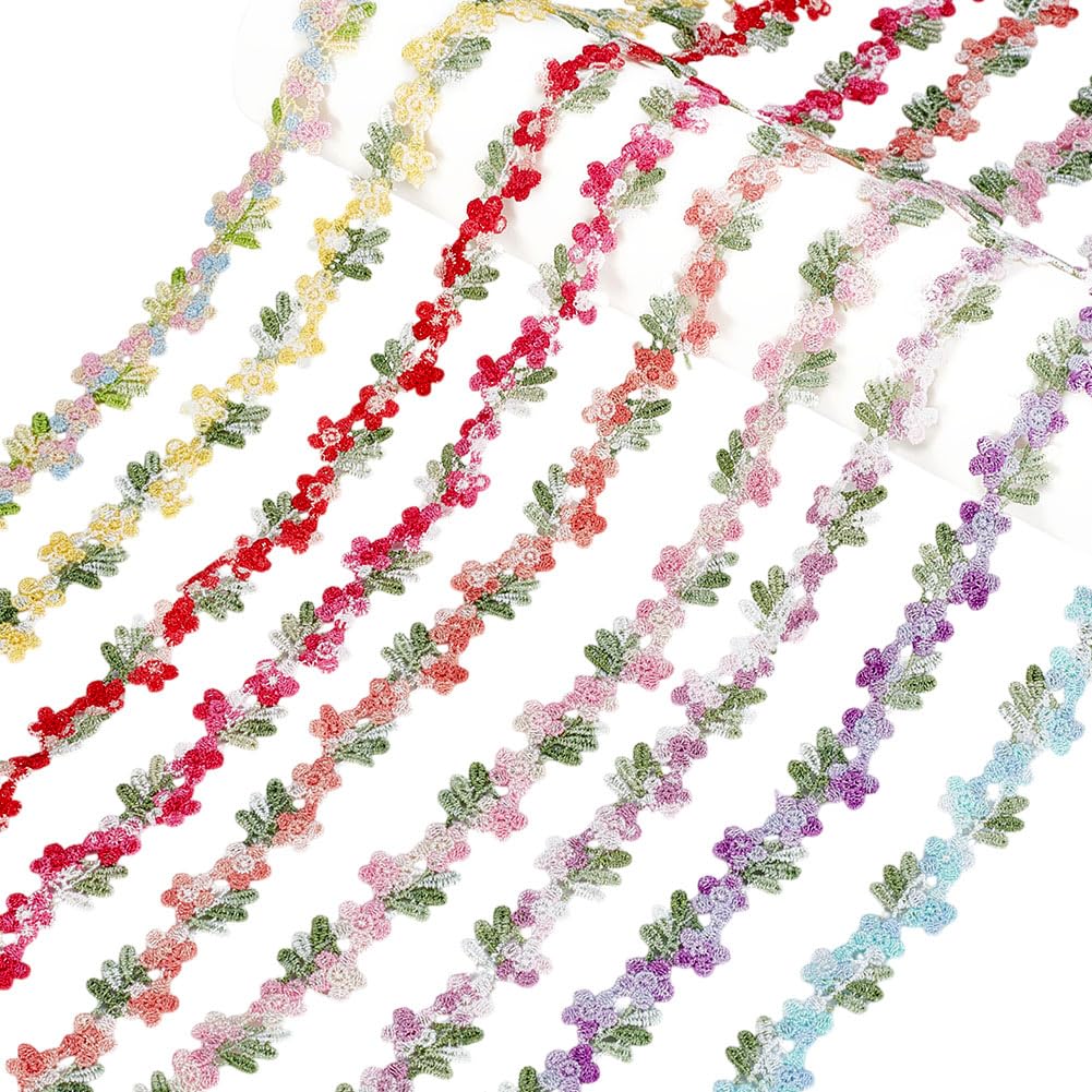 Cinta de encaje floral WADORN de 9 yardas en 9 colores para costura y manualidades
