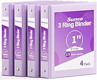 Vista 9 de SUNEE Carpeta de 3 anillos de 1/2 pulgada, paquete de 4 carpetas transparentes de media pulgada con vista, tres anillos de 0.5 pulgadas, sin PVC