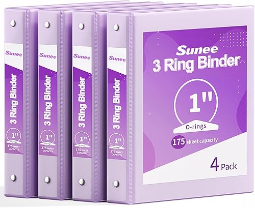 Miniatura 9 de SUNEE Carpeta de 3 anillos de 1/2 pulgada, paquete de 4 carpetas transparentes de media pulgada con vista, tres anillos de 0.5 pulgadas, sin PVC