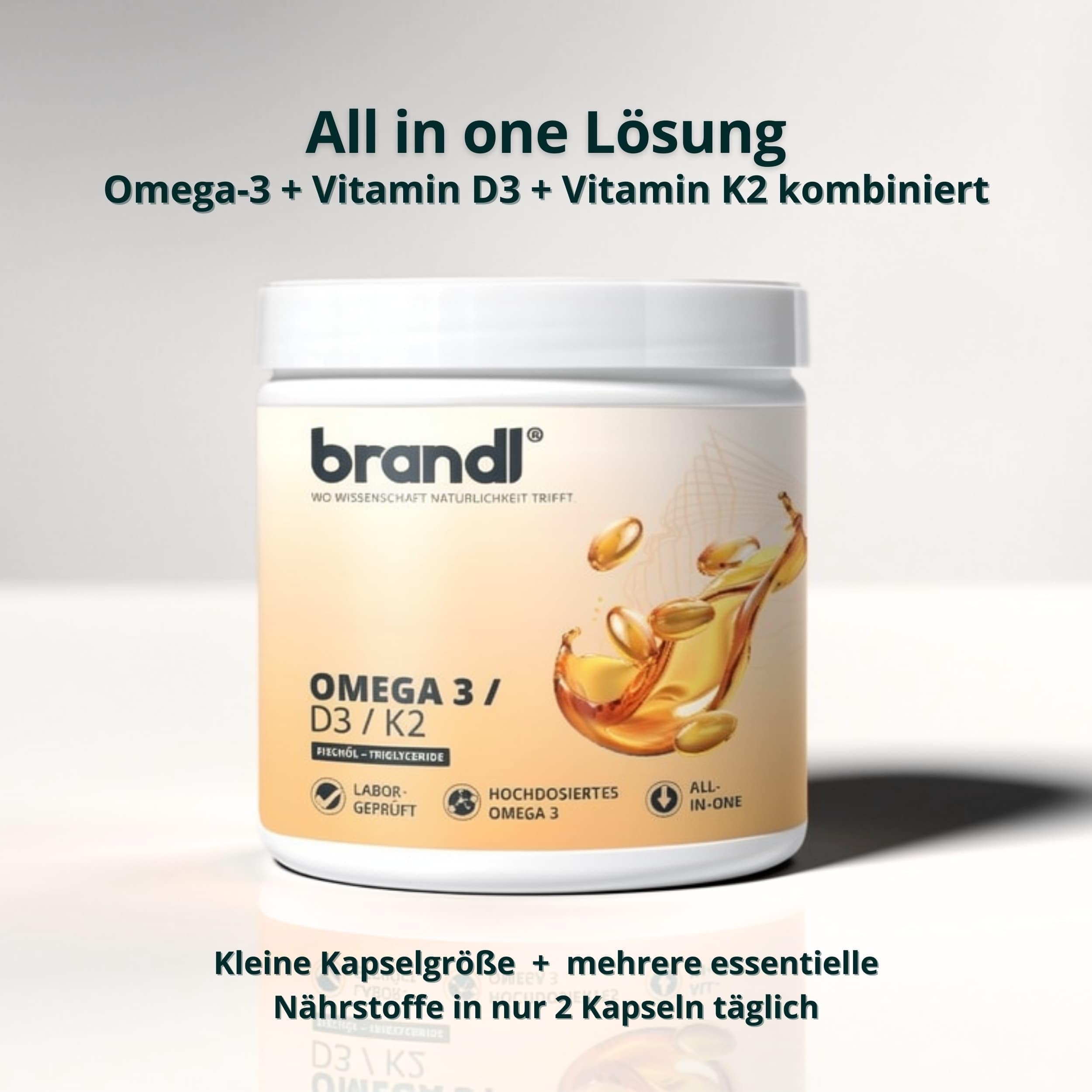 Vitamin D3 K2 Omega 3 Premium Kapseln hochdosiert – Made in Germany mit Fischöl Omega 3 – Optimiert für Sportler – 240 Kapseln – unabhängig laborgeprüft Verhältnis 2:1 EPA - DHA