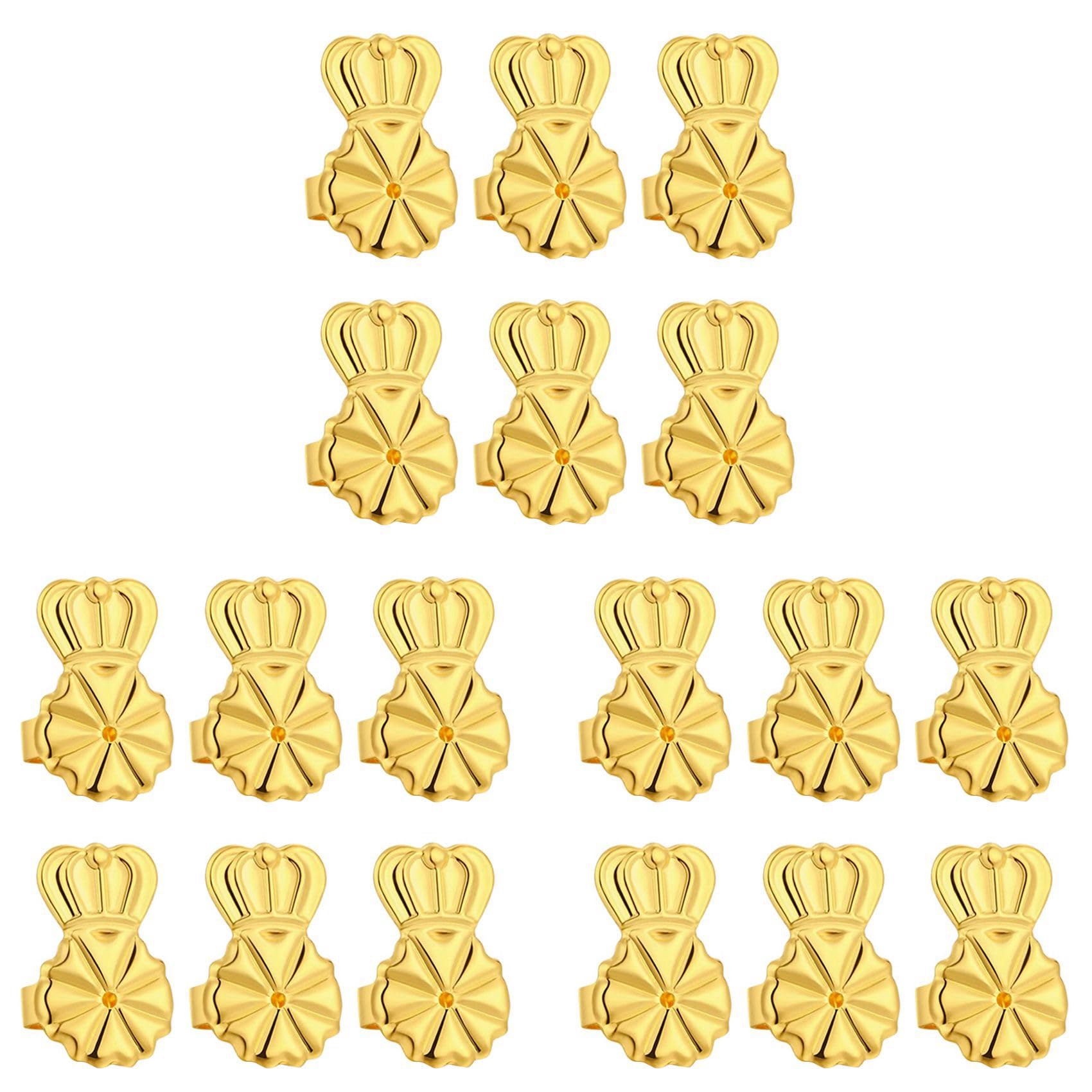 Hndhbfgrt 9-Pairs Earring Backs,Earring Backs Lifter for Heavy Earrings, Adjustable Hypoallergenic Secure Earring Backs(Gold)