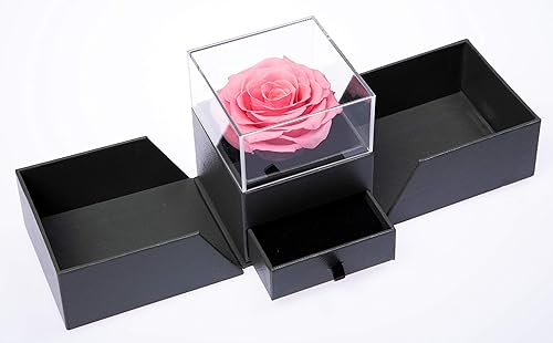 Miniatura 2 de Caja de regalo joyería de flores preservadas hechas a mano, diseño de rosas nunca marchitas, flores inmortales de lujo, flores eternas para seres