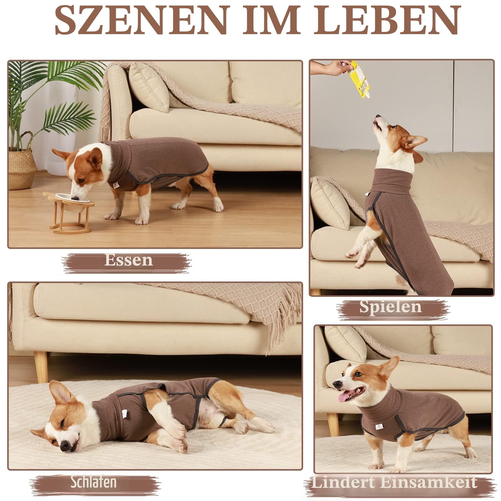 Hundepullover, Hundepullover, weicher und Warmer Mantel für Hunde, Wintermäntel für Hunde, Katzen, Pullover für kleine mittelgroße und große Hunde – Braun M
