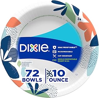 Dixie Small Paper Bowls, Microwave-Safe, Soak-Proof, Disposable Bowls Great For Snacks, Dessert, And Light Lunch Meals