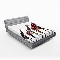 Vista 88 de Ambesonne Sábana bajera tropical, hojas de palmera diversificadas con filodendro de hojas divididas, funda de cama con bolsillo profundo elástico