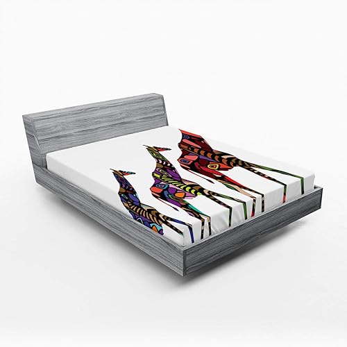 Miniatura 88 de Ambesonne Sábana bajera tropical, hojas de palmera diversificadas con filodendro de hojas divididas, funda de cama con bolsillo profundo elástico