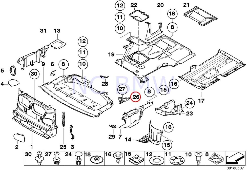 BMW Genuine Rear Right Engine Support Cover Automotive