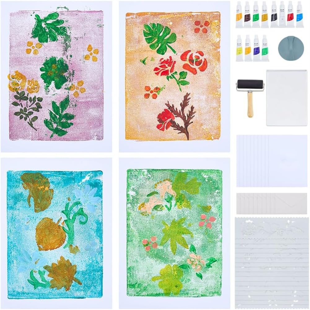 Kit de gravure DIY avec plaque en gel pour techniques de Pour Art et linogravure