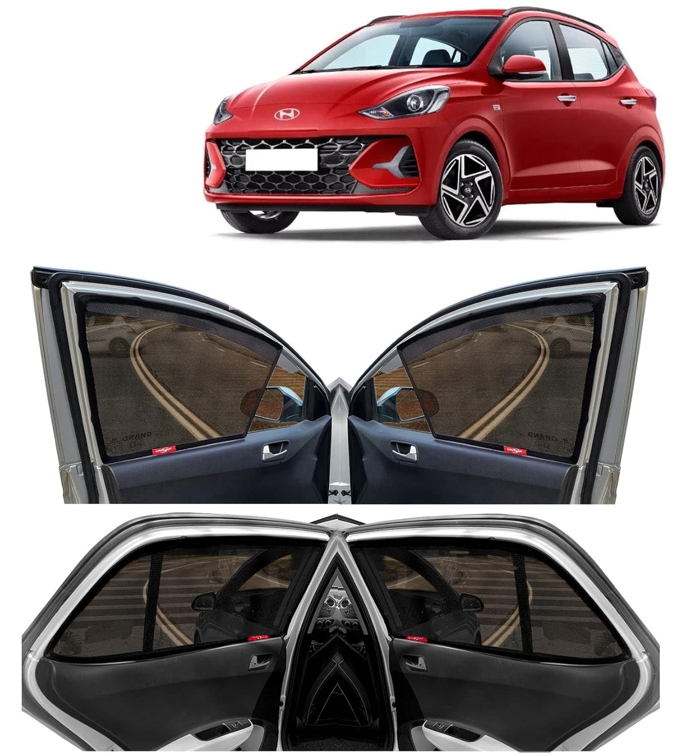 KINGSWAY® Car Side Window Curtain Sun Shades for Hyundai Grand