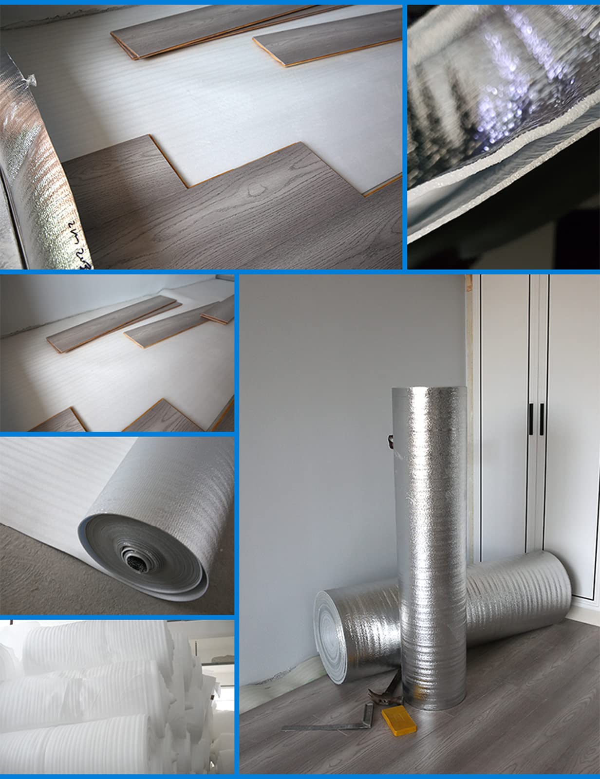 Espuma de Polietileno Base Aislante Suelo Laminado 2mm de Espesor Base para Suelos de Parquet y Laminados con Protección contra La Humedad(Size:1 * 40m)