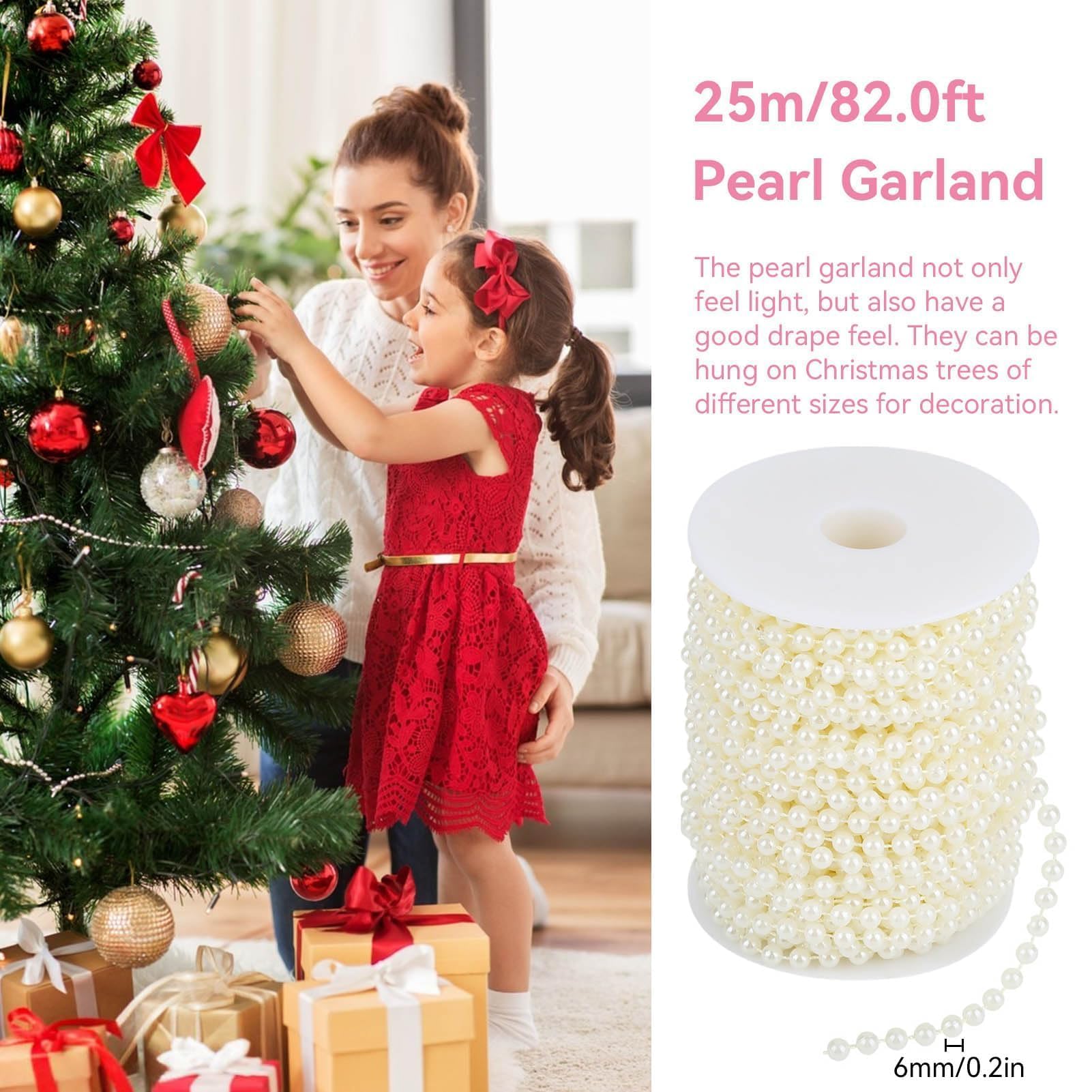 25 M/Rollo Blanco Guirnalda De Perlas, Guirnalda De Cuentas De Perlas De Imitación De, Cadena De Rollo De Cuentas De Perlas, Cadenas Decorativas Para Boda Y Fiesta