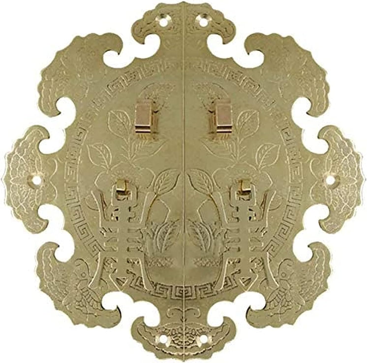 Classical Door Handle Chinese Knocker Furniture Handle Ming and Qing Dynasties Antique Handle Brass Fittings Cabinet Door Closet Door Handle Cabinet Round (B)