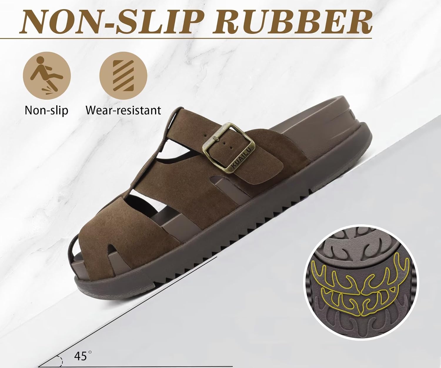 KuaiLu Womens Clog Sandals with Comfotable Arch Support Chic Platform Cushion Memory Foam Dressy Sandals Summer Travel Beach Walking Slide for 2026 Brown 10