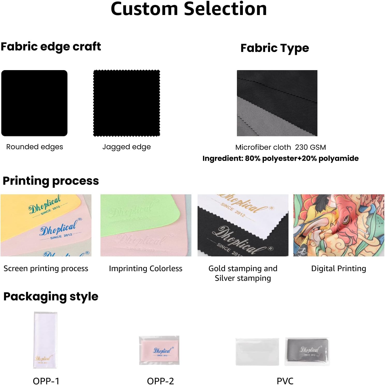 1000 Pcs Lens Cleaning Cloth Custom Logo Microfiber Cloth 230GSM Jewelry Digital/Eyelasses/Instrument Screen Cloth Customized