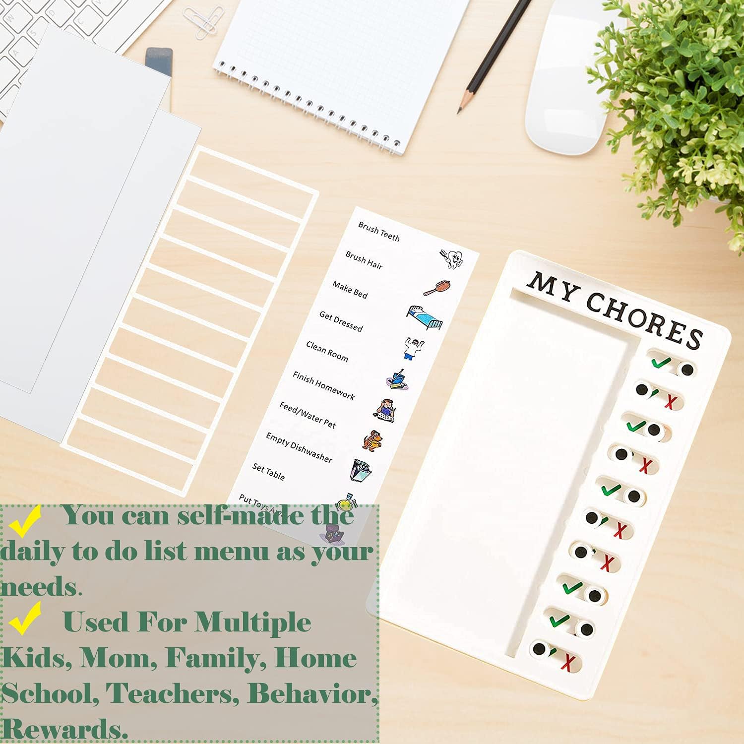 Chore Chart Memo Checklist Board Daily to Do List Planner Check List Chore Board for Kids Adults Chore Chart for Kids Multiple Kids Check Items and Form Good Habit (My Chores)
