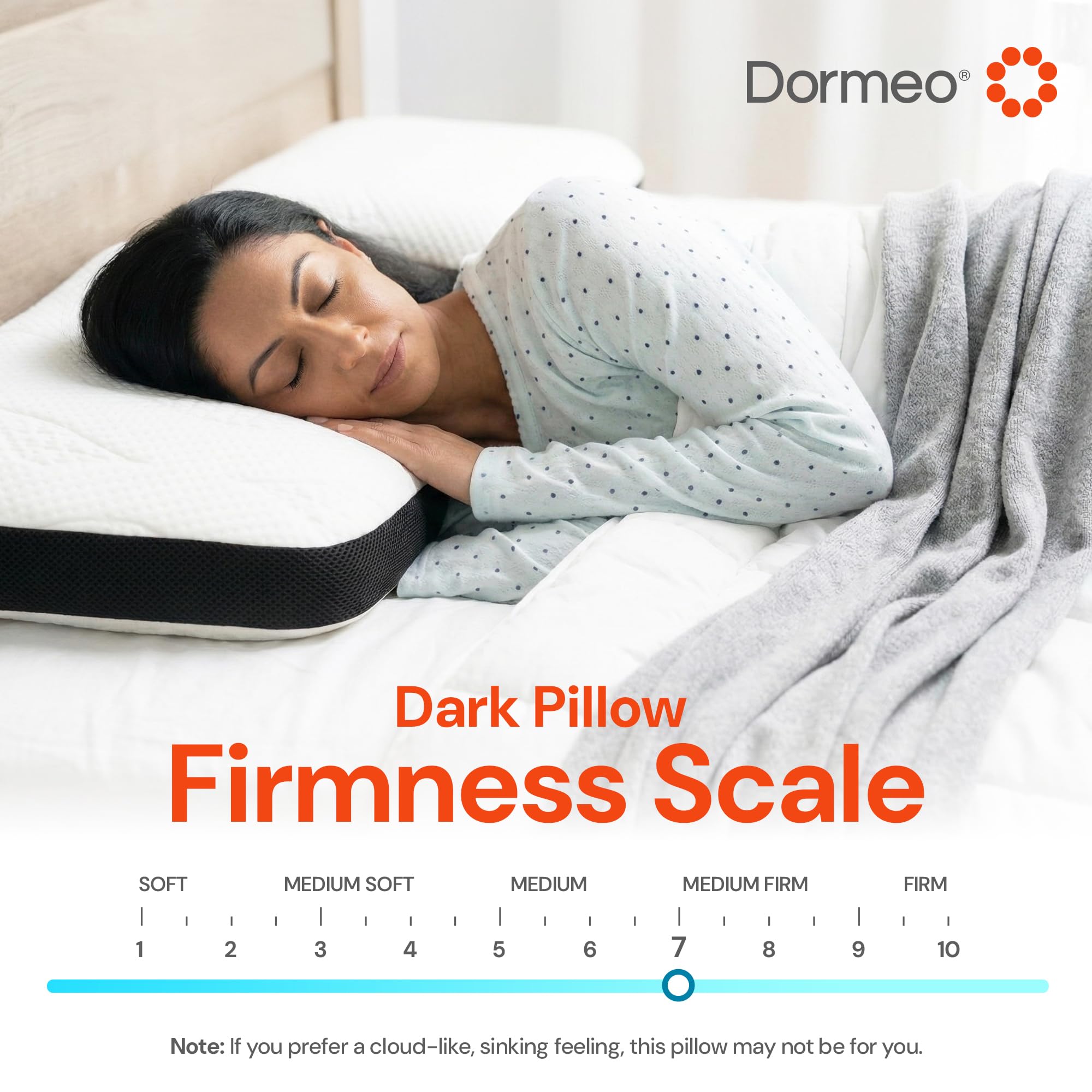 Dormeo Poduszka Dark King – ergonomiczna poduszka do spania na boku na karku i ramionach, poduszka piankowa, dwustronna chłodząca poduszka żelowa, poduszka do spania na plecach, brzuchu i na boku, 1