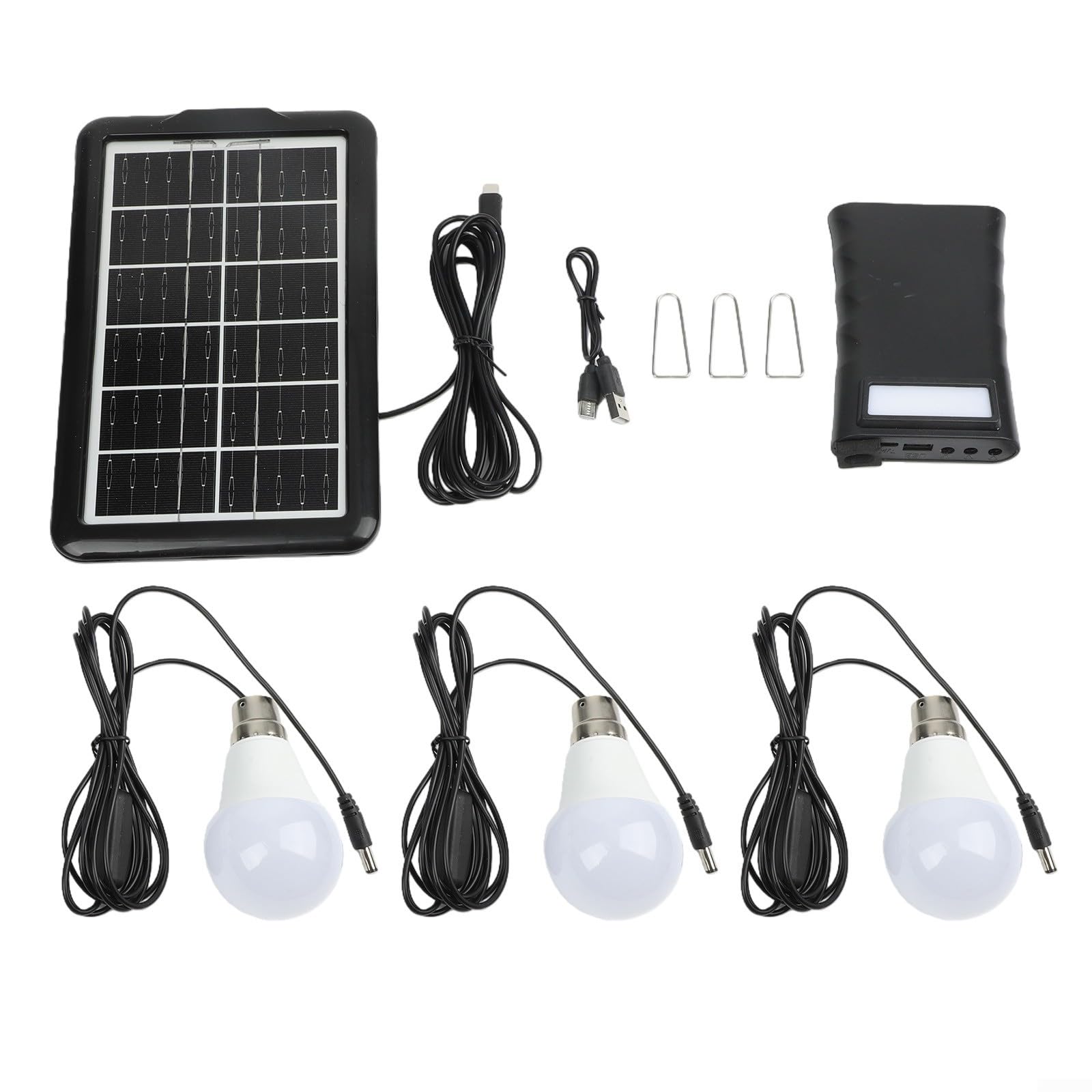 Solar Led Light Lantern With 2.8m Cable For Camping Hanging Lamp Outdoor Waterproof Ipx6 Long Lasting For Battery Black Kit(Black)