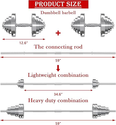 Miniatura 4 de VIVITORY Juego de mancuernas de fitness, juegos de peso ajustable de hasta 4466 libras, con varilla de conexión de metal utilizada como barra, pesas