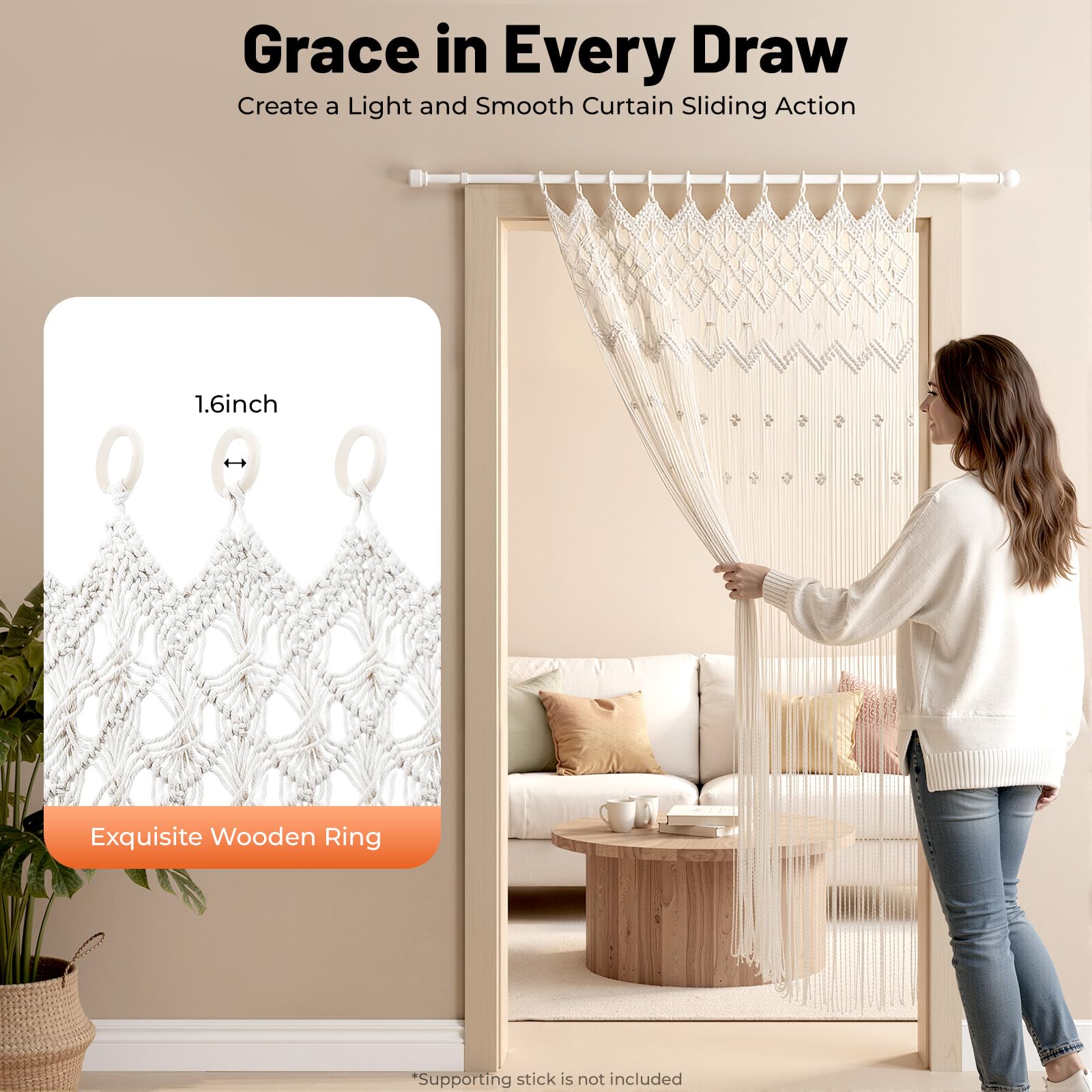 Arazzo da appendere al muro, grande tappezzeria in macramé, tenda in filo di cotone, per camera da letto, decorazione per festa di matrimonio