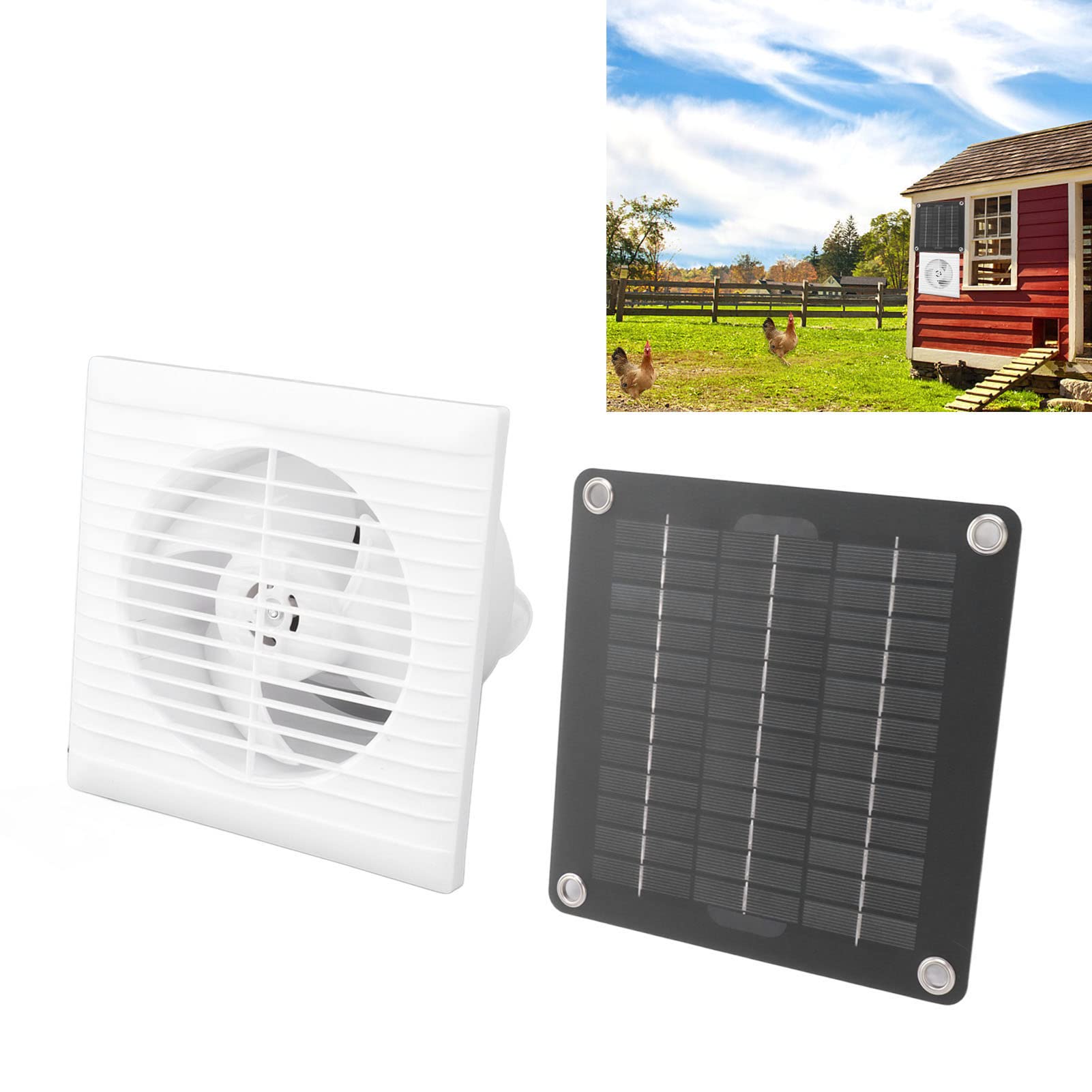 Ventilador Solar de Escape Resistent al Agua IP67, 6 Pulgadas 10W 12V para Cobertizo de Gallinero