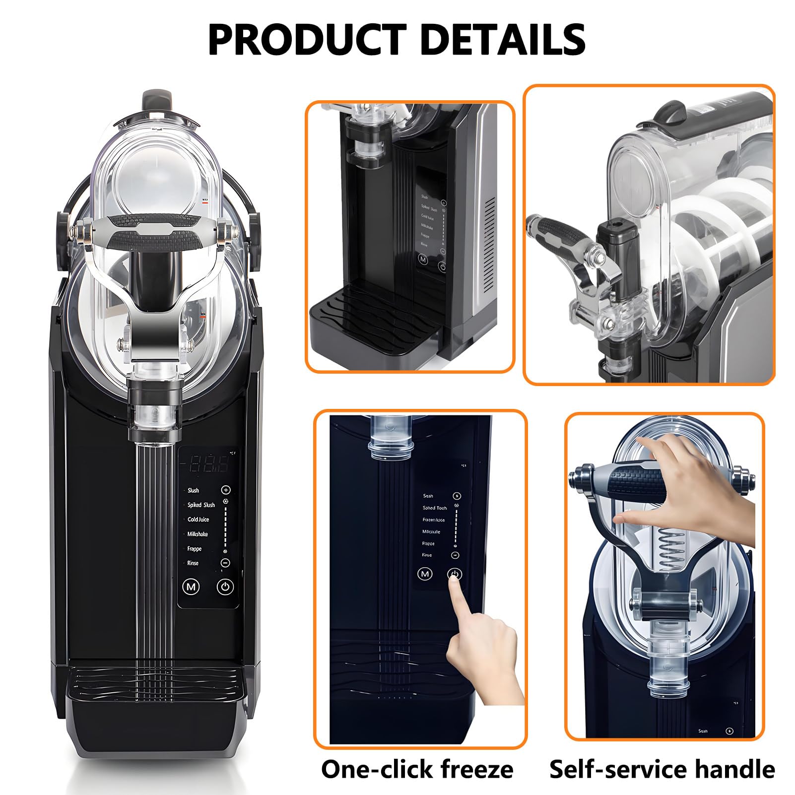 Máquina de Granizados Sin Hielo con 5 Modos, Granizadora Máquina de 3 litros con Control Táctil y Autolimpieza, para Granizados, Cócteles Helados, Frappés, Batidos y Zumos
