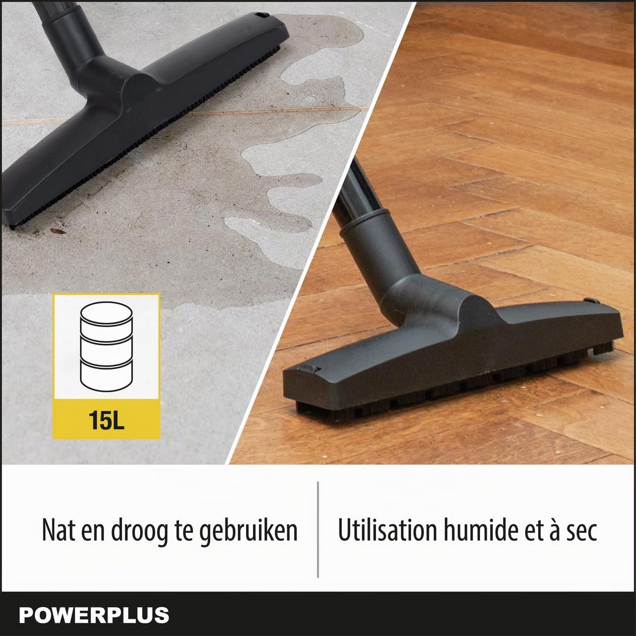 POWERPLUS Aspirador húmedo/seco POWX322 - Potencia Nominal de 1000W, 15L