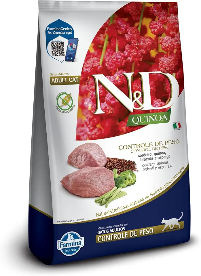 N&D Quinoa Controle de Peso para Gatos Adultos de Todas as Raças Sabor Cordeiro 7,5Kg