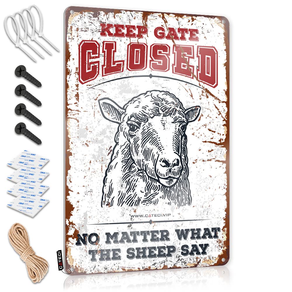 Backyard Bar Decor Keep Gate Closed No Matter What The Sheep Say Tin Sign Room Door Sign Funny Signs For Bedroom(30X40CM)