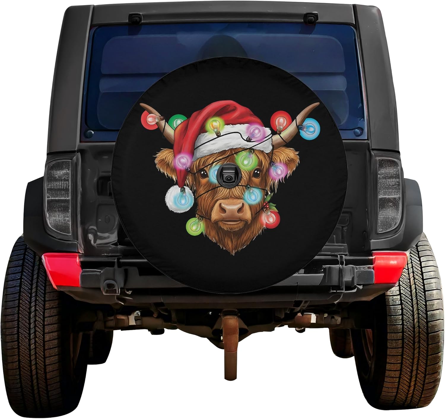 ThangPham Shop Christmas Cow Spare Tire Cover with/Without Backup Camera Hole – Christmas Theme Design for Lovers
