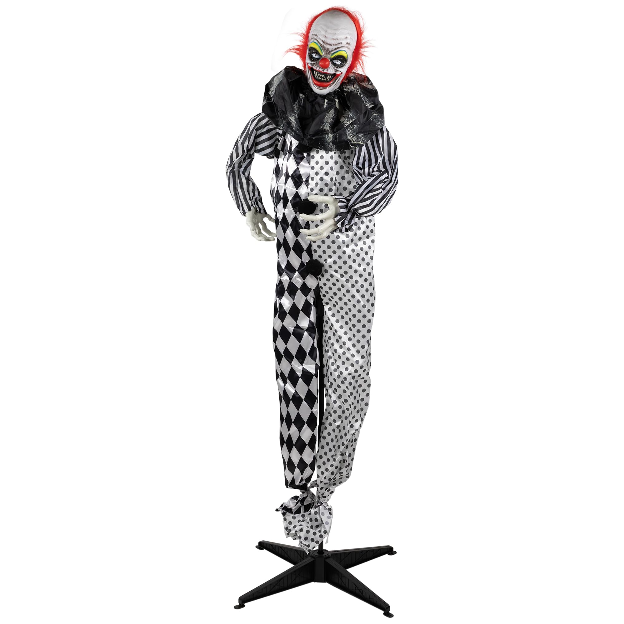 5.5' Animated Standing Clown with Glowing Eyes Halloween Decoration