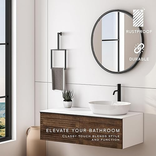 Miniatura 3 de Toallero vertical único montado en la pared para baño, toallero cuadrado de metal, anillo de toalla de mano moderno, elegante decoración de cocina,