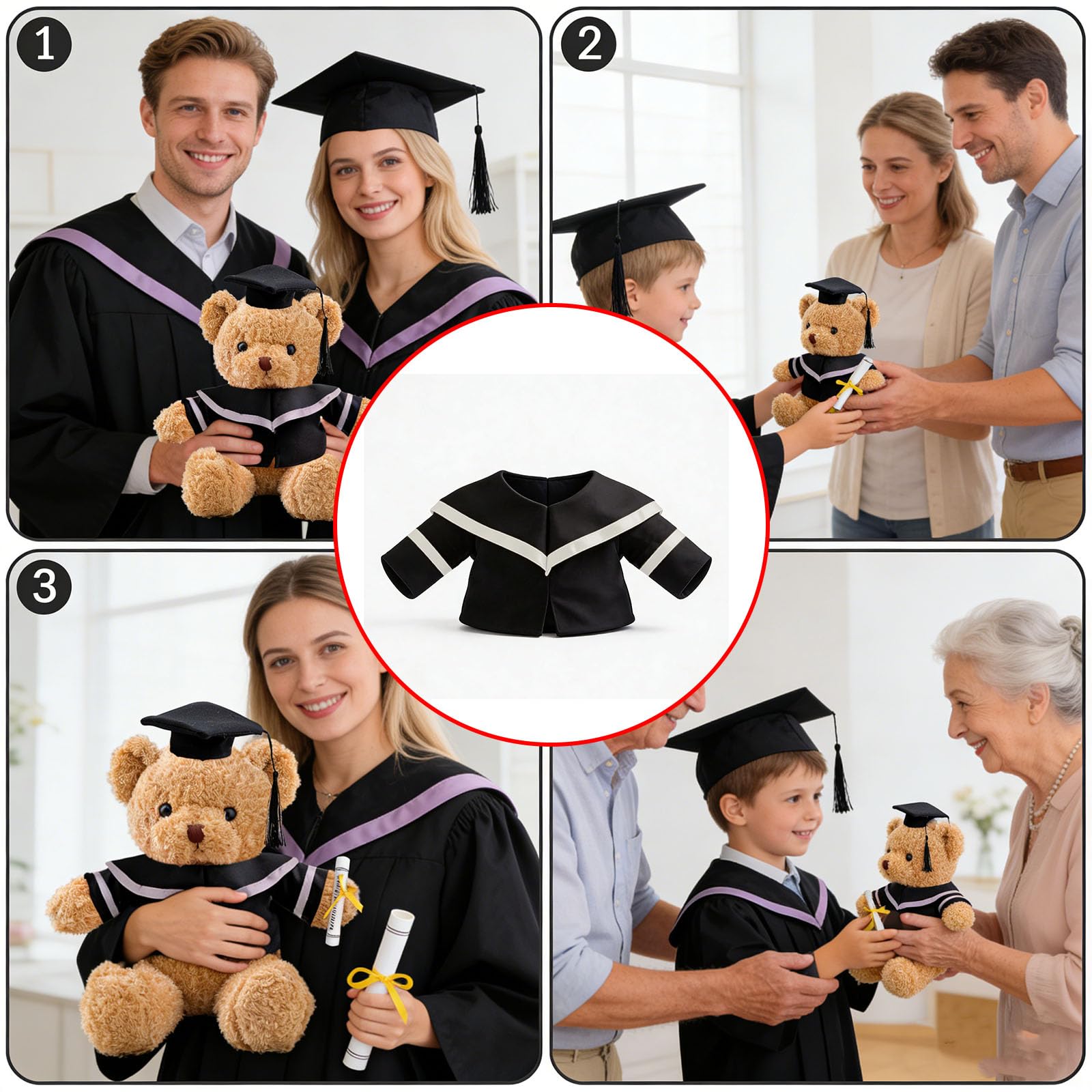 Vestiti Personalizzati Orso di Laurea con Foto Testo, Graduation Bear Clothes per Peluche 20-40cm, Regalo di Laurea Ideale per Bambino da Personalizzare