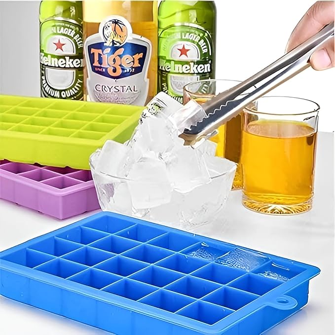 ice Ball Maker, Portable Ice Maker Bottle Makes 24 Ice Cubes, Ice Cube Tray for Freezer Moulds Small Cubes Whiskey Fridge Bar Soft Ice Cube Tray (Medium-1, Multi)