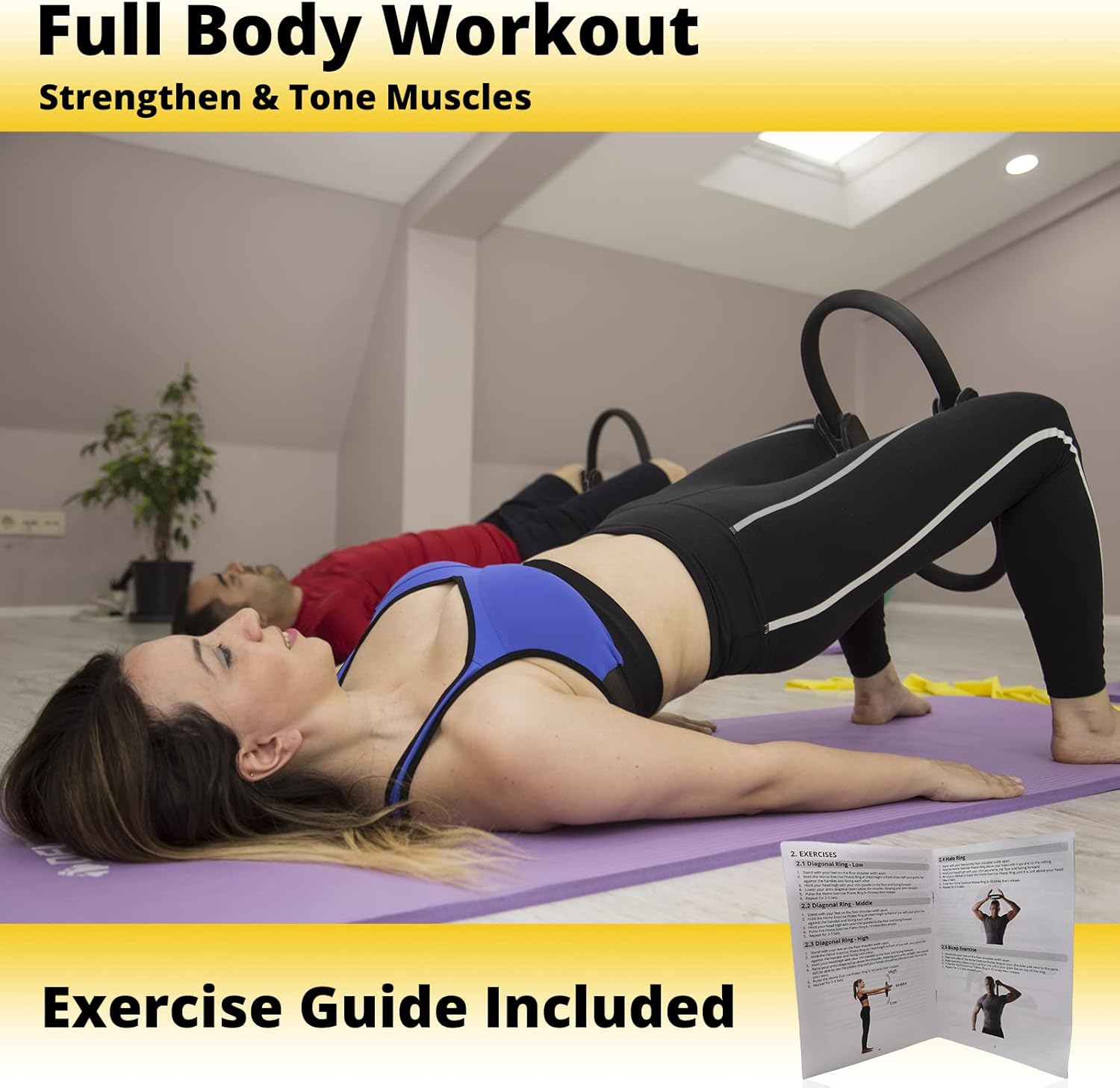 Think Gizmos XN017 - Double Handled Pilates Ring Magic Fitness Circle - Resistance Exercise Equipment - Ideal for Yoga, Physical Therapy & Toning Muscles (Purple) : Sports & Outdoors
