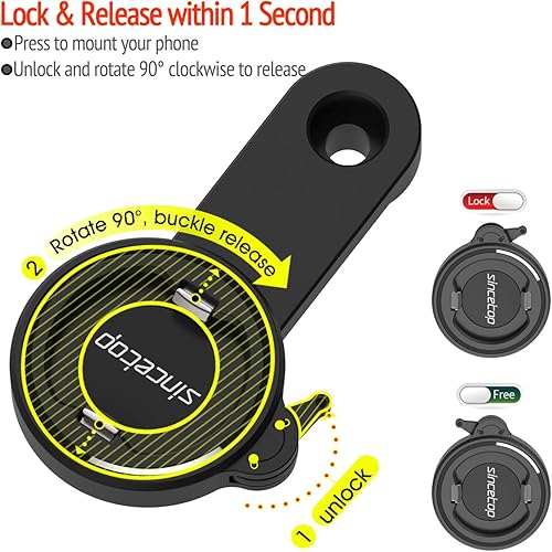 Miniatura 4 de sincetop Soporte de teléfono para bicicleta, soporte para teléfono de bicicleta de montaña, soporte de teléfono de manillar de aluminio de fijación
