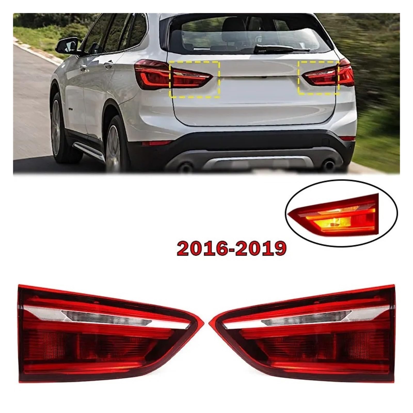 Luz Piloto Trasera Izquierda Para BMW Para X1 2016-2019 63217350697 63217350698 Coche Luz Trasera LED Lámpara Advertencia Freno Conjunto Pieza Automóvil(Inside Left)