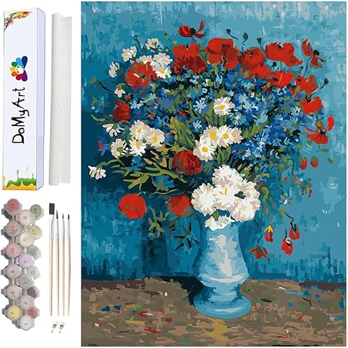 Miniatura 8 de Kit de pintura acrílica por números para adultos, pintura de fama mundial, 16 x 20 pulgadas (La noche estrellada)