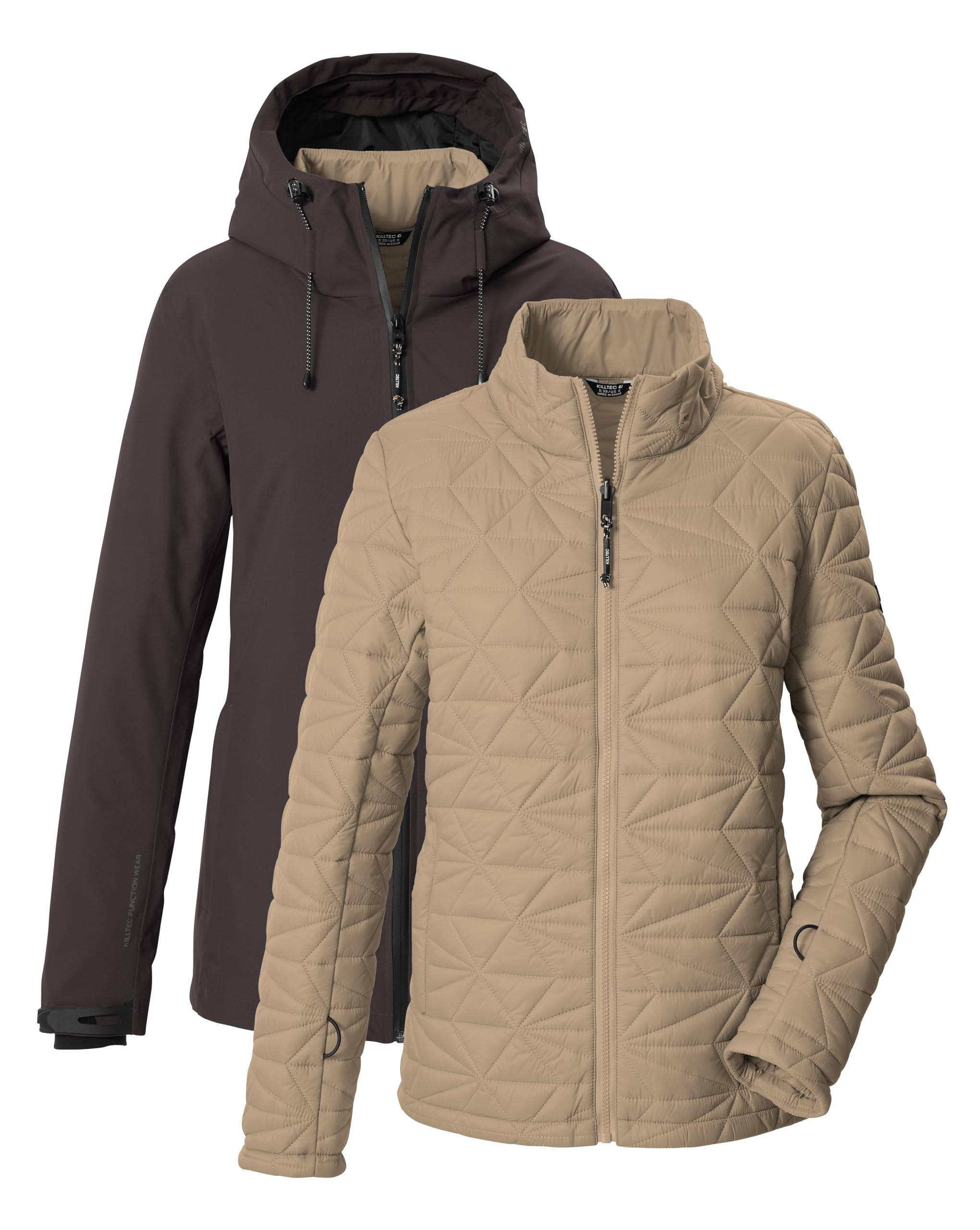 Killtec Damen Kow 20 Wmn Jckt 3 in 1 Funktionsjacke mit Kapuze wasserdicht und einzipbarer Steppjacke