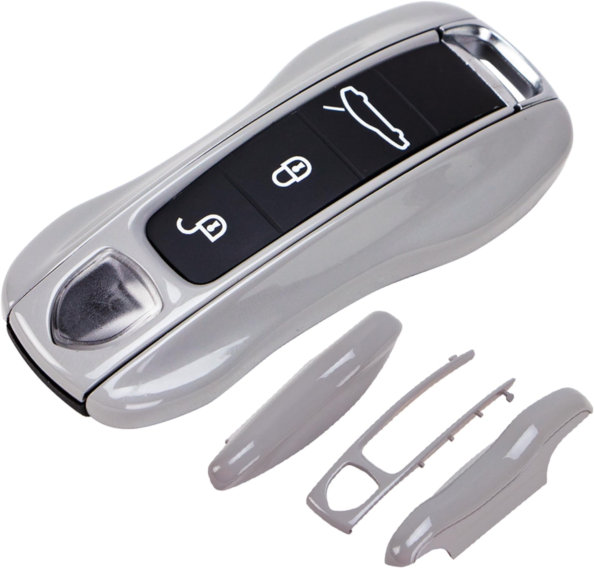 AeroBon 3-Piece Painted Key Fob Cover Compatible with Porsche Key Shell, Key Fob Shell Replacement (MK2, Chalk)