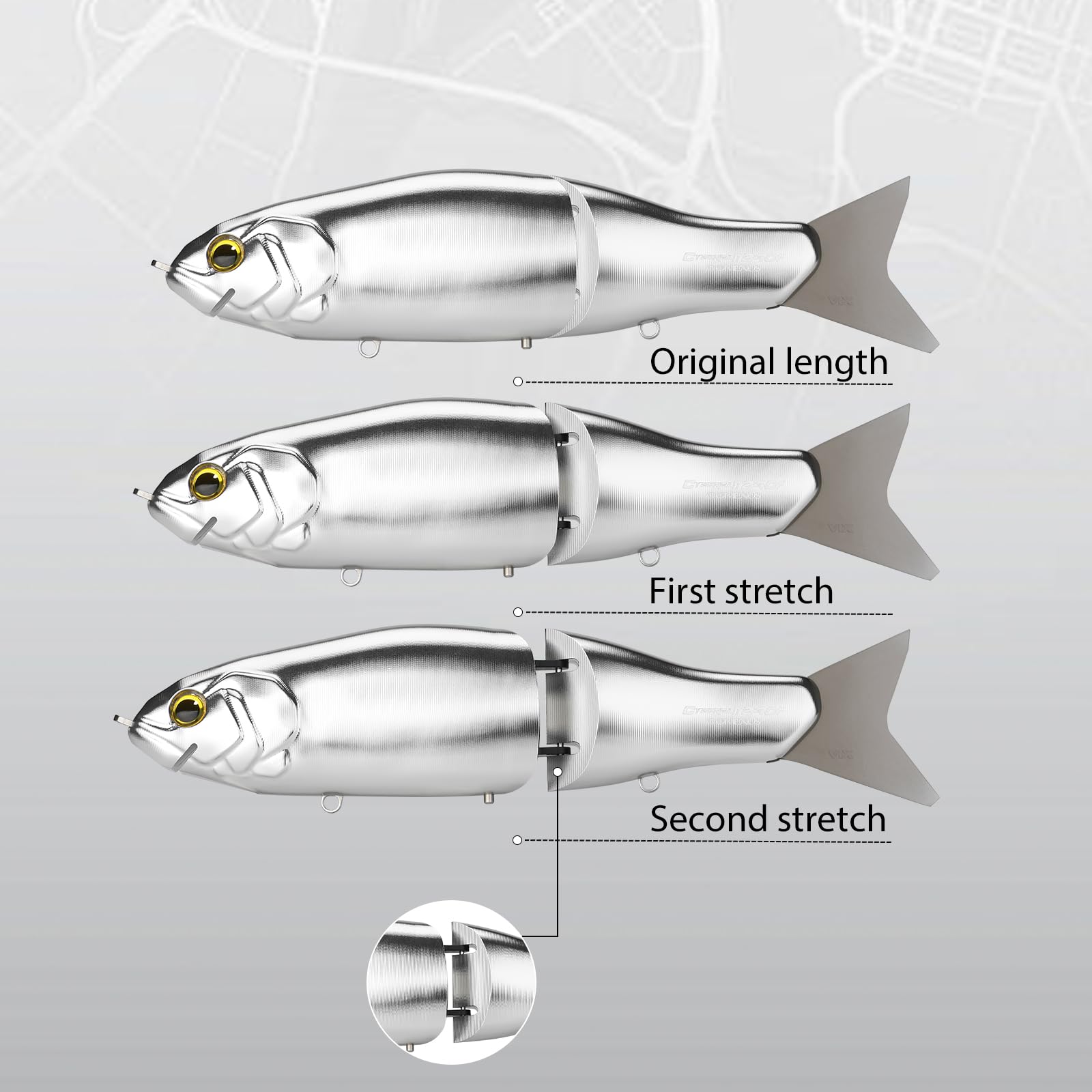 Gomexus Retractable Big Bait, Top-Grade CNC Metal Processing, Fishing Lure with 3 Different Swimming Styles and Sounds, Suitable for Bass Fishing Swimbait, Durable