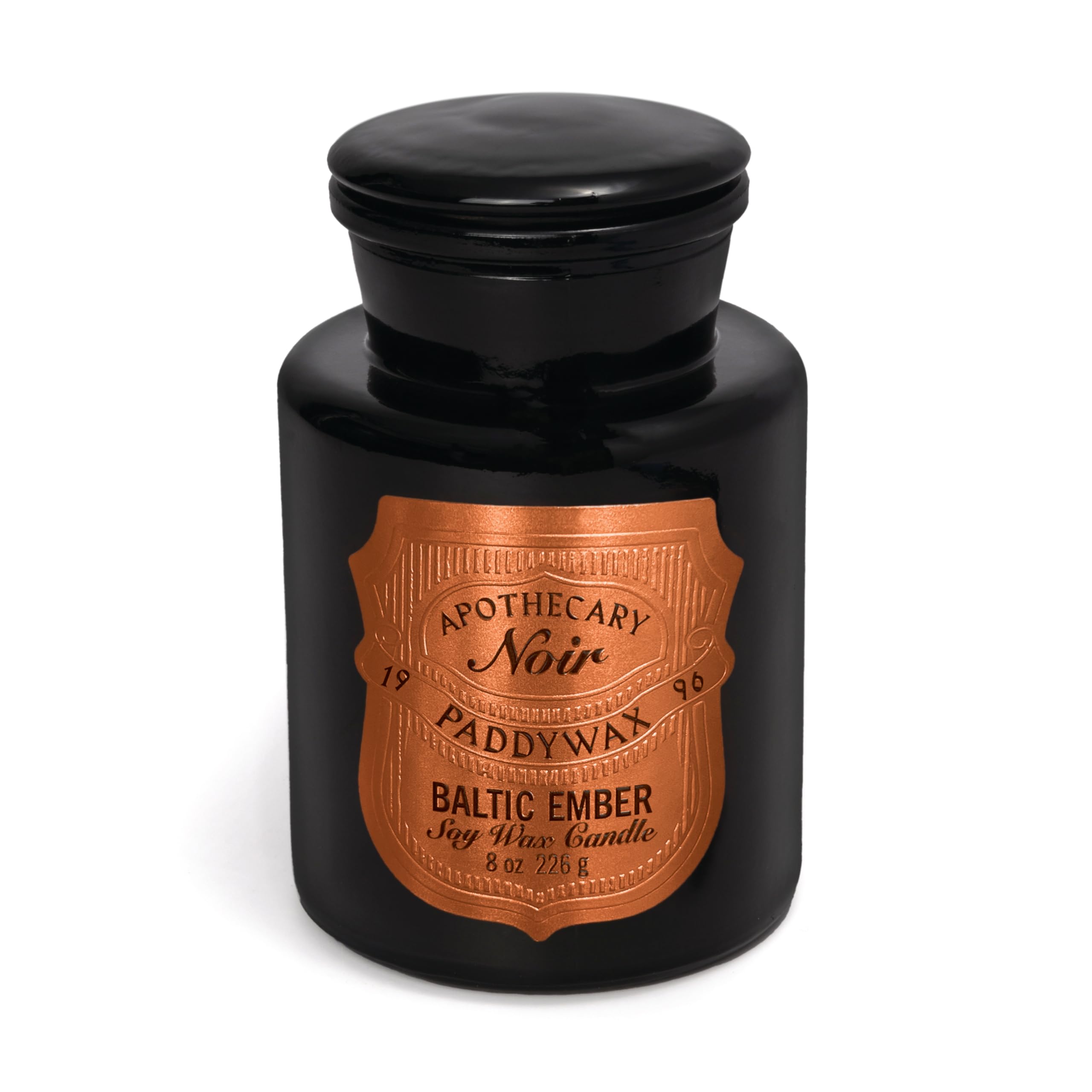 Paddywax Luxury Candles Apothecary Noir Collection Naturally Scented Candle, 226 Grams, Palo Santo