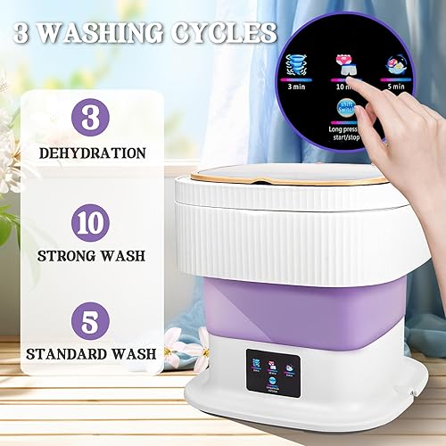 Miniatura 2 de Mini lavadora, lavadora plegable portátil con 3 modos de limpieza, potencia mejorada de 60 W y lavadora de capacidad de 15 L, adecuada para